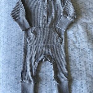 Gray Waffle Knit Kids One Piece